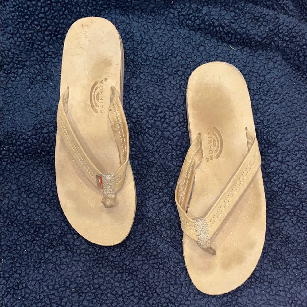 Rainbow Tan Flip-Flops 🩴 Men’s 13.5